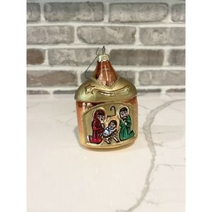 Hand Blown Glass Ornament‎ Nativity Manger Scene Mary Jesus Joseph Angel Poland